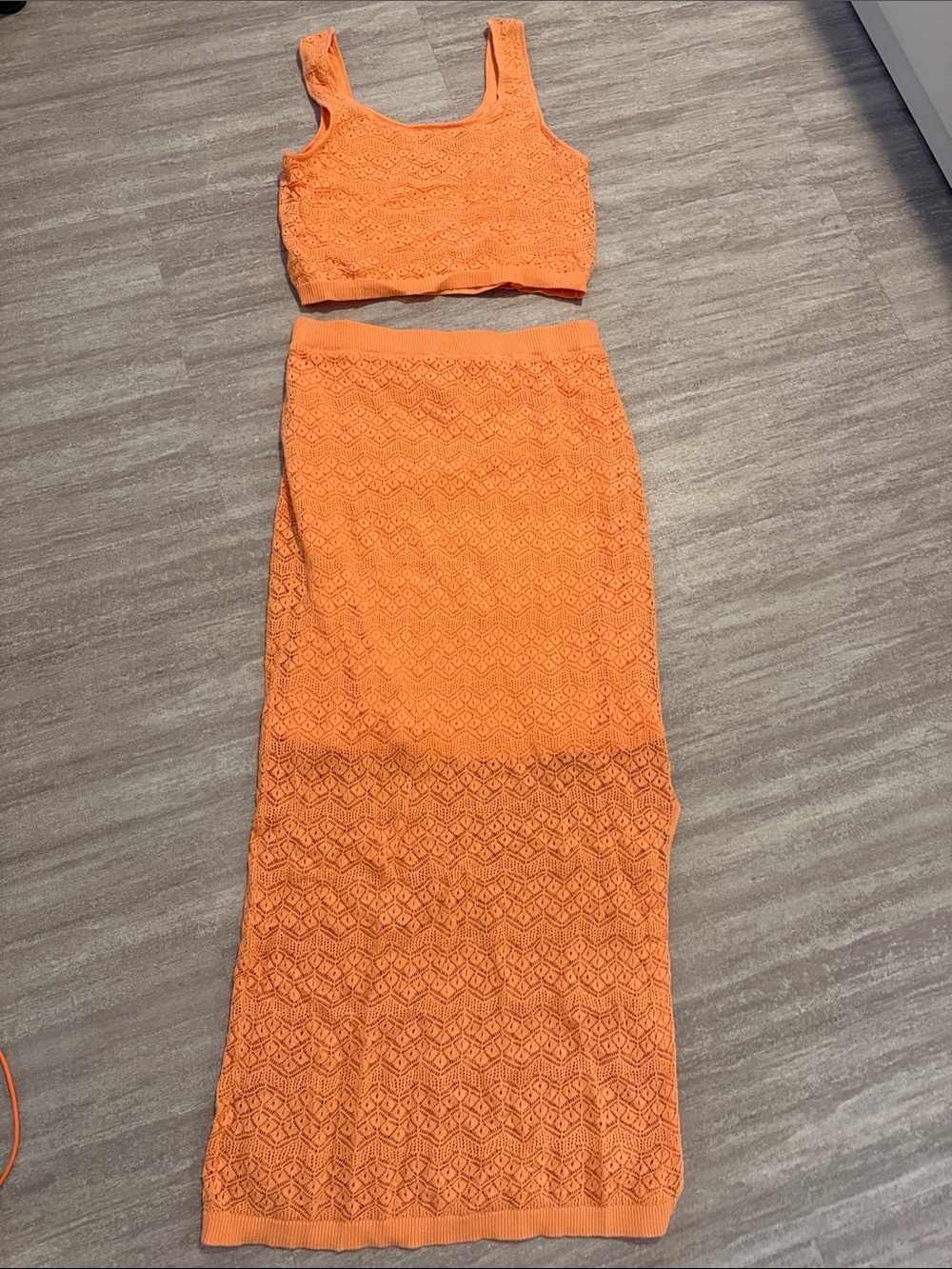 Orange Crochet Maxi Skirt - Women
